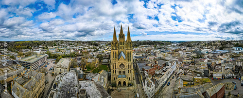 Aerial view of Truro, the capital of Cornwall, England #504273239