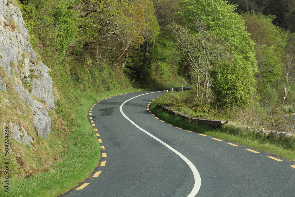 Winding rural road in Ireland