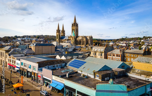 Aerial view of Truro, the capital of Cornwall, England