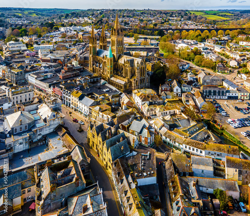 Aerial view of Truro, the capital of Cornwall, England #504274878
