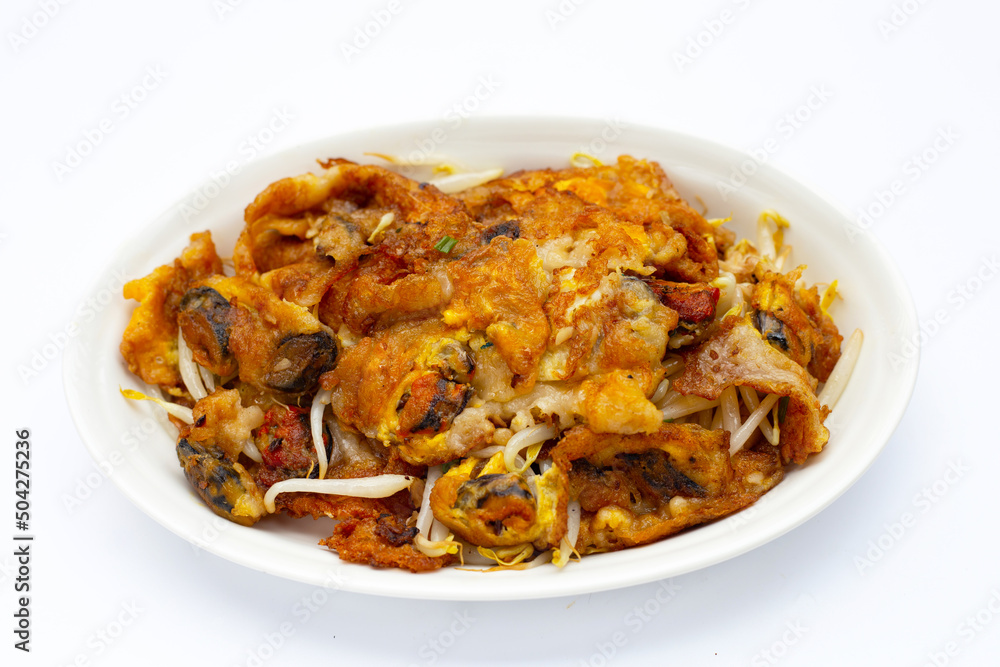 Crispy fried mussel pancake with bean sprout Crispy fried mussel pancake with bean sprout