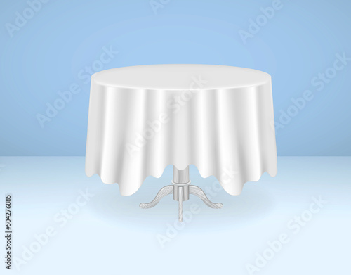set of realistic wood oval table isolated or dining table with white tablecloth or wooden round dining table. eps vector
