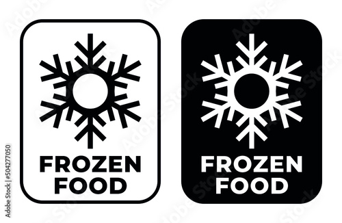 Frozen food information vector sign. Vector illustration sign. Icon for cartoon boxes.