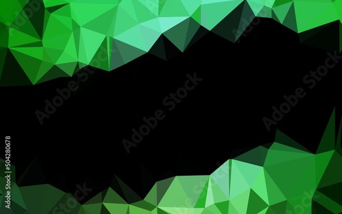 Dark Green vector shining triangular template.