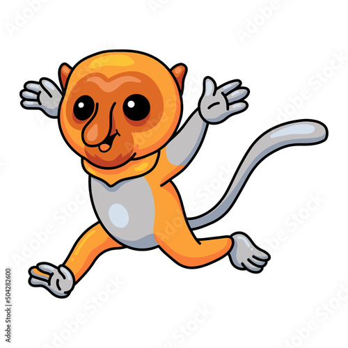Cute little proboscis monkey cartoon running