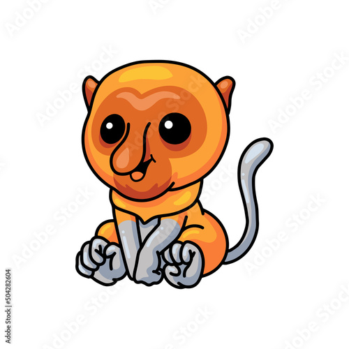 Cute little proboscis monkey cartoon sitting