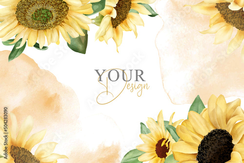 Watercolor Sunflower Background Design