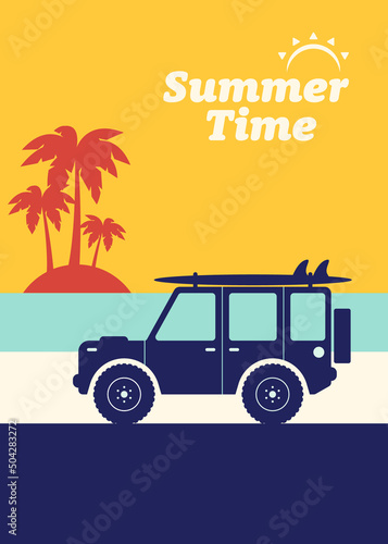 Summer time concept with sea scenery background flat design style © thenatchdl