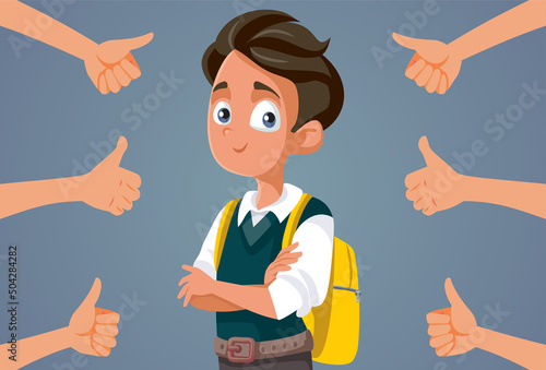Thumbs up for Clever Bright Male Student Vector Cartoon