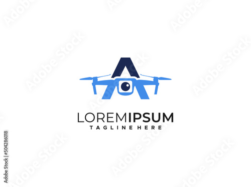 letter A drone logo design vector template