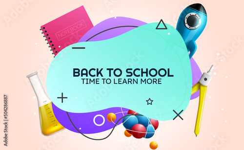 Back to school education vector concept design. Back to school text with educational items in play station abstract elements for knowledge and creative art study. Vector illustration.
