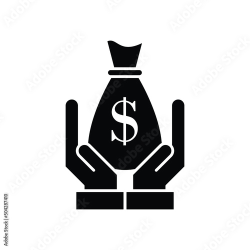 Hand holding a money bag icon design isolated on white background © NUCLEUS
