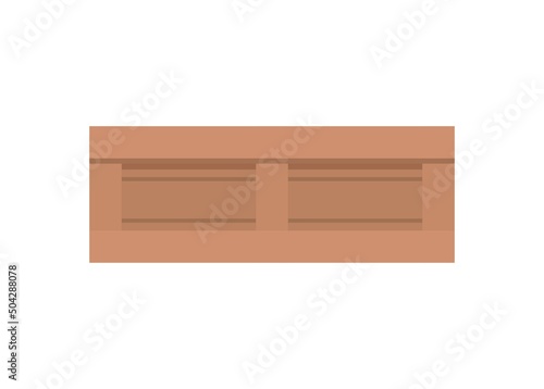 Long wooden box. Simple flat illustration. 