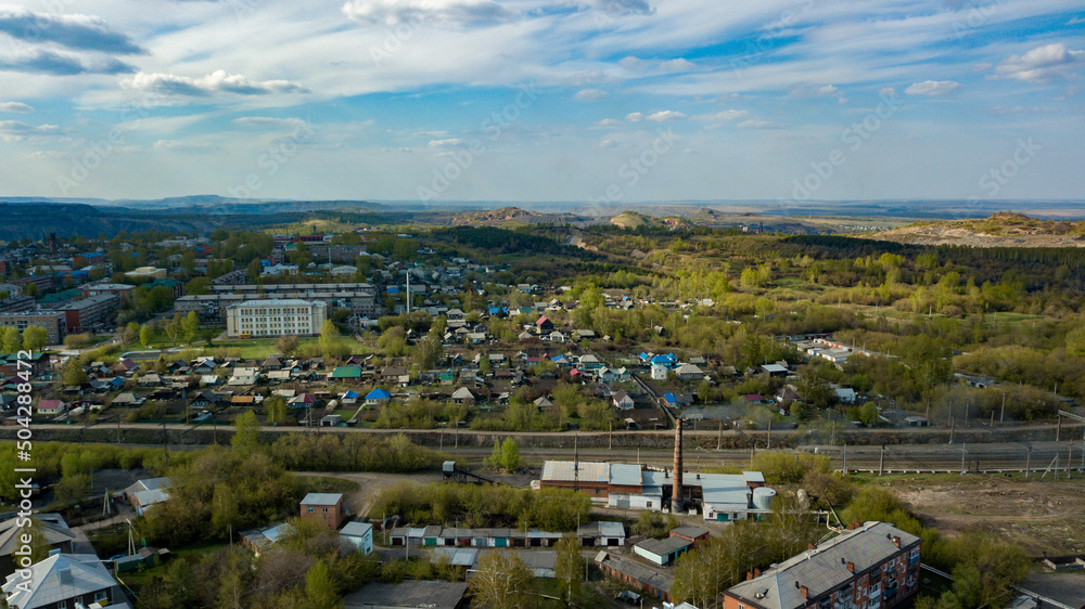 bird's-eye view of the city of Kiselevsk, Kemerovo region, Russia