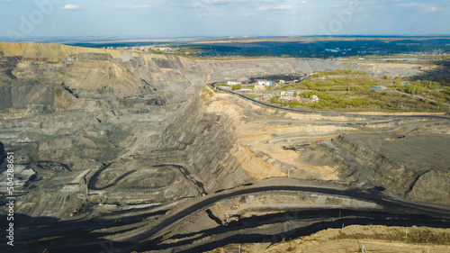 bird's-eye view of the coal mining section in Kiselevsk, Kemerovo region, Russia. photo