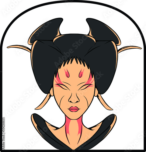 Japanese geisha vector illustration which is very suitable for the needs of making sticker packs, branding, clothing and others