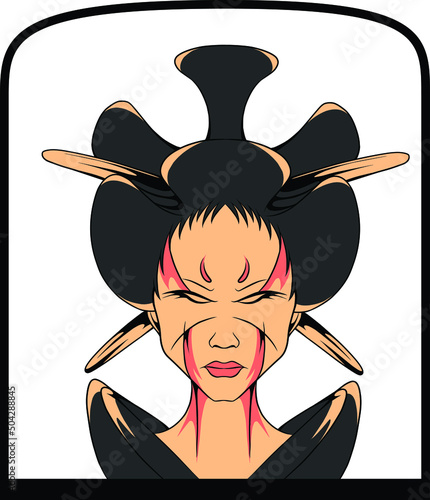Japanese geisha vector illustration which is very suitable for the needs of making sticker packs, branding, clothing and others