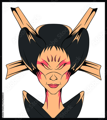 Japanese geisha vector illustration which is very suitable for the needs of making sticker packs, branding, clothing and others