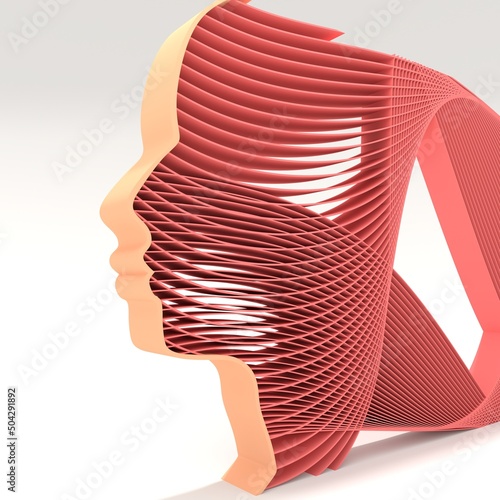 Face profile view. Elegant silhouette of male head. Beautiful man futuristic style portrait. 3D render