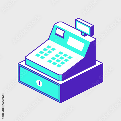 Cash register isometric vector icon illustration