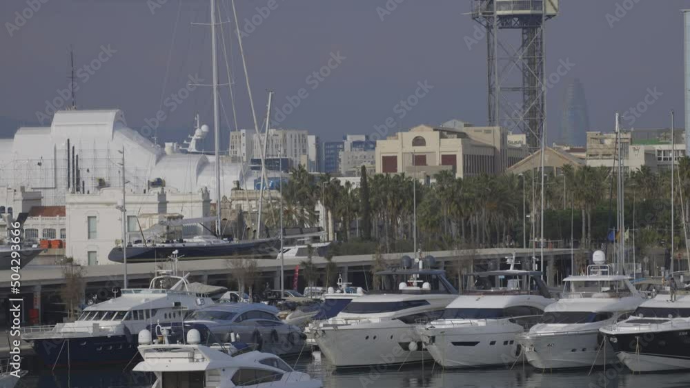 barcelona coastline with buildings and port barcelona coastline with buildings and port