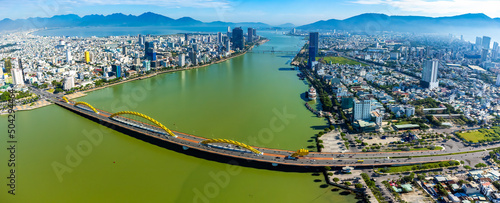 Aerial view of Da Nang city which is a very famous place for tourists. © Kien