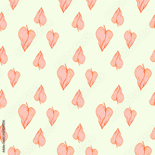 Seamless pattern with leaves on a light background