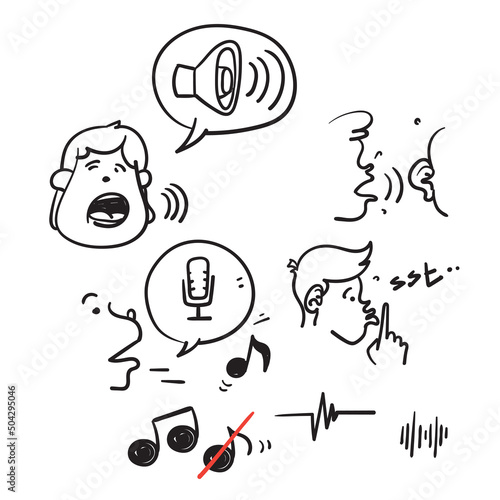 hand drawn doodle Simple Set of Voice Related Vector illustration vector