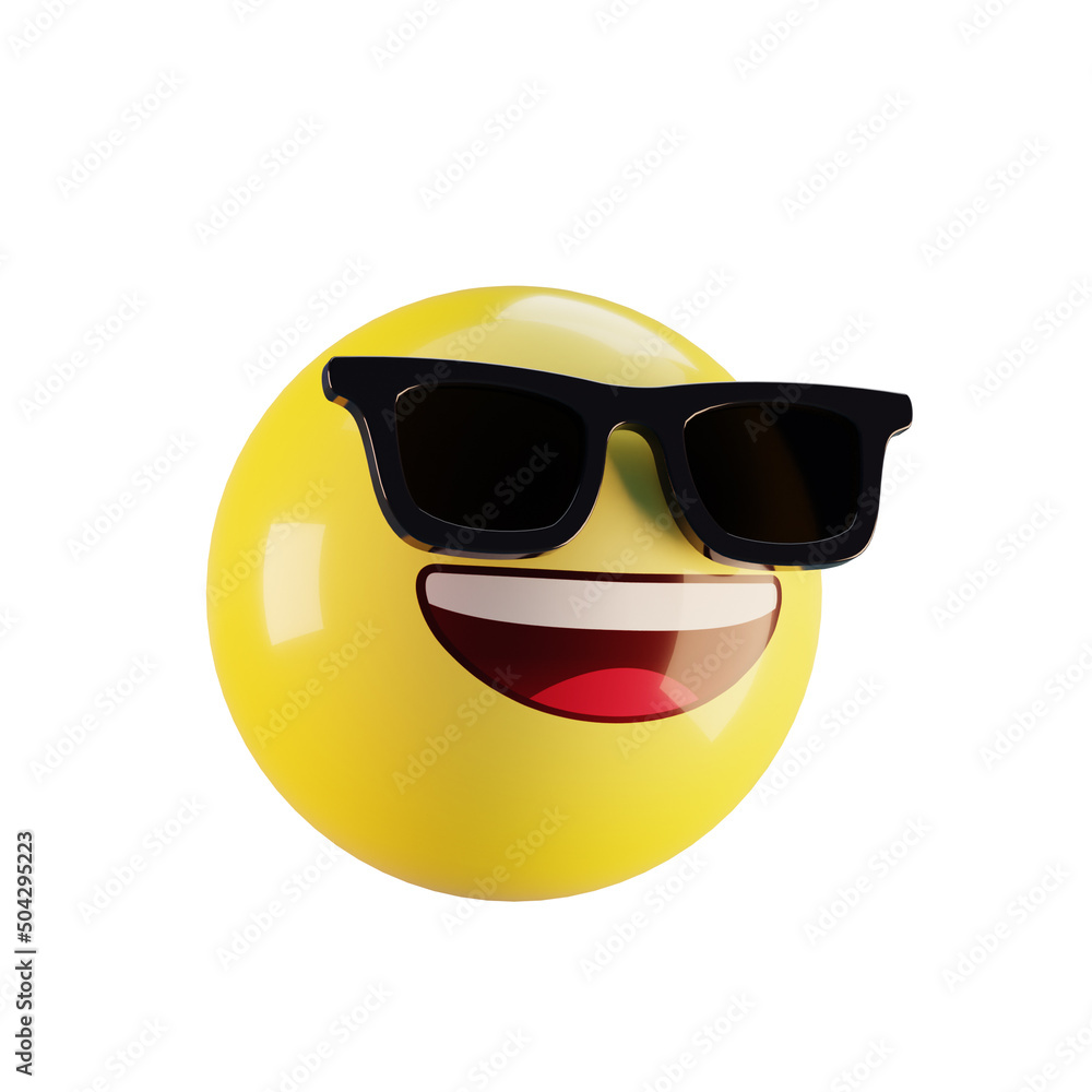 3d emoji smiling face with sunglasses isolated 3d emoji smiling face with sunglasses isolated