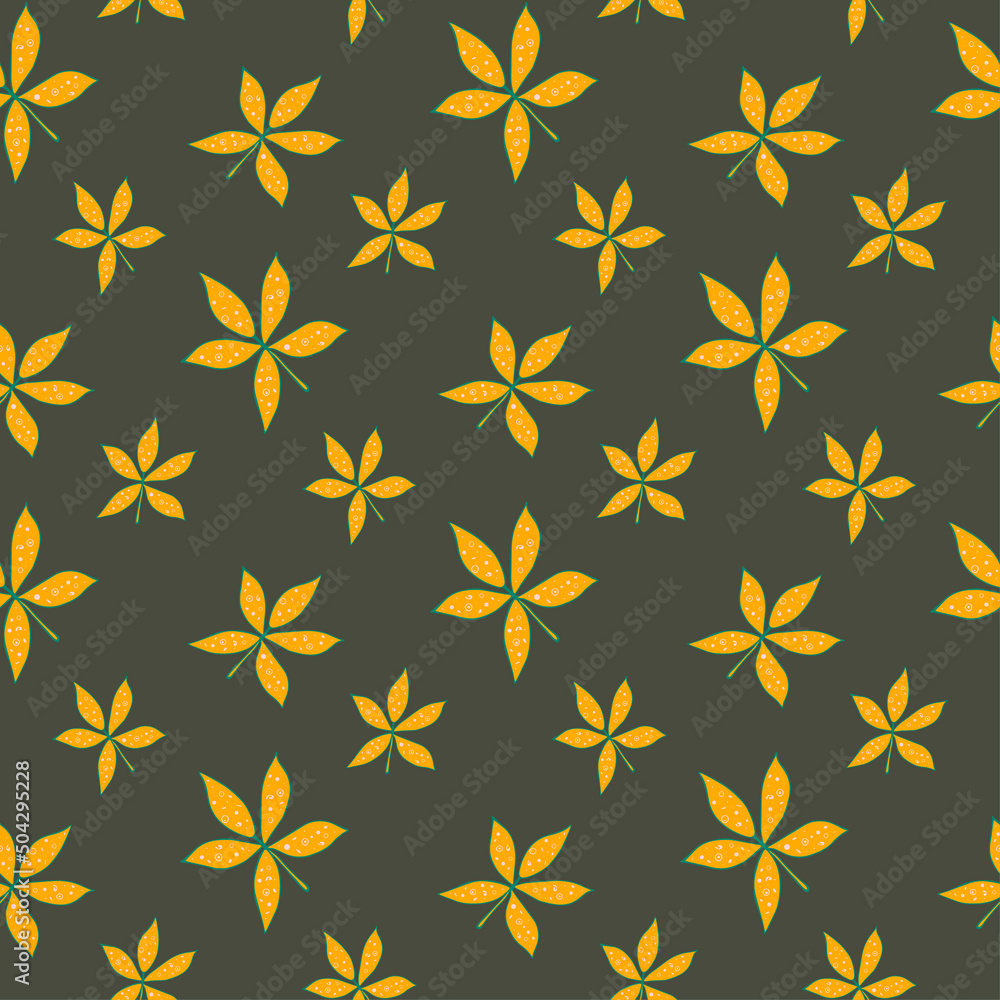Seamless pattern with yellow leaves on a dark background Seamless pattern with yellow leaves on a dark background