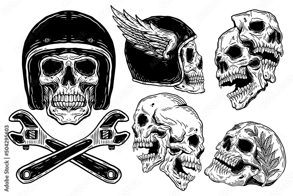 Motorcycle Helmet Skull Protect Biker Rider Road Drive Speed Skeleton Face  Head Bone Evil Face Tattoo Art Logo Design JPG PNG SVG Cut File - Etsy