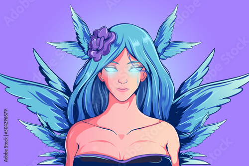 beautiful blue haired valkyrie