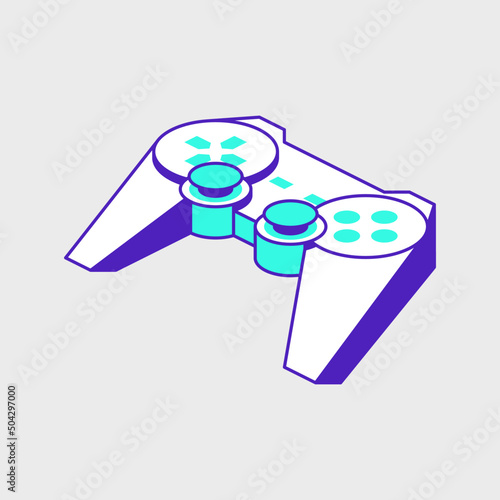 Game joystick controller isometric vector icon illustration