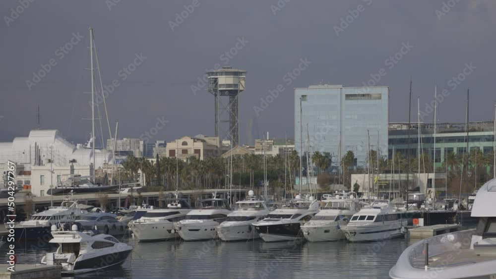 barcelona coastline with buildings and port barcelona coastline with buildings and port