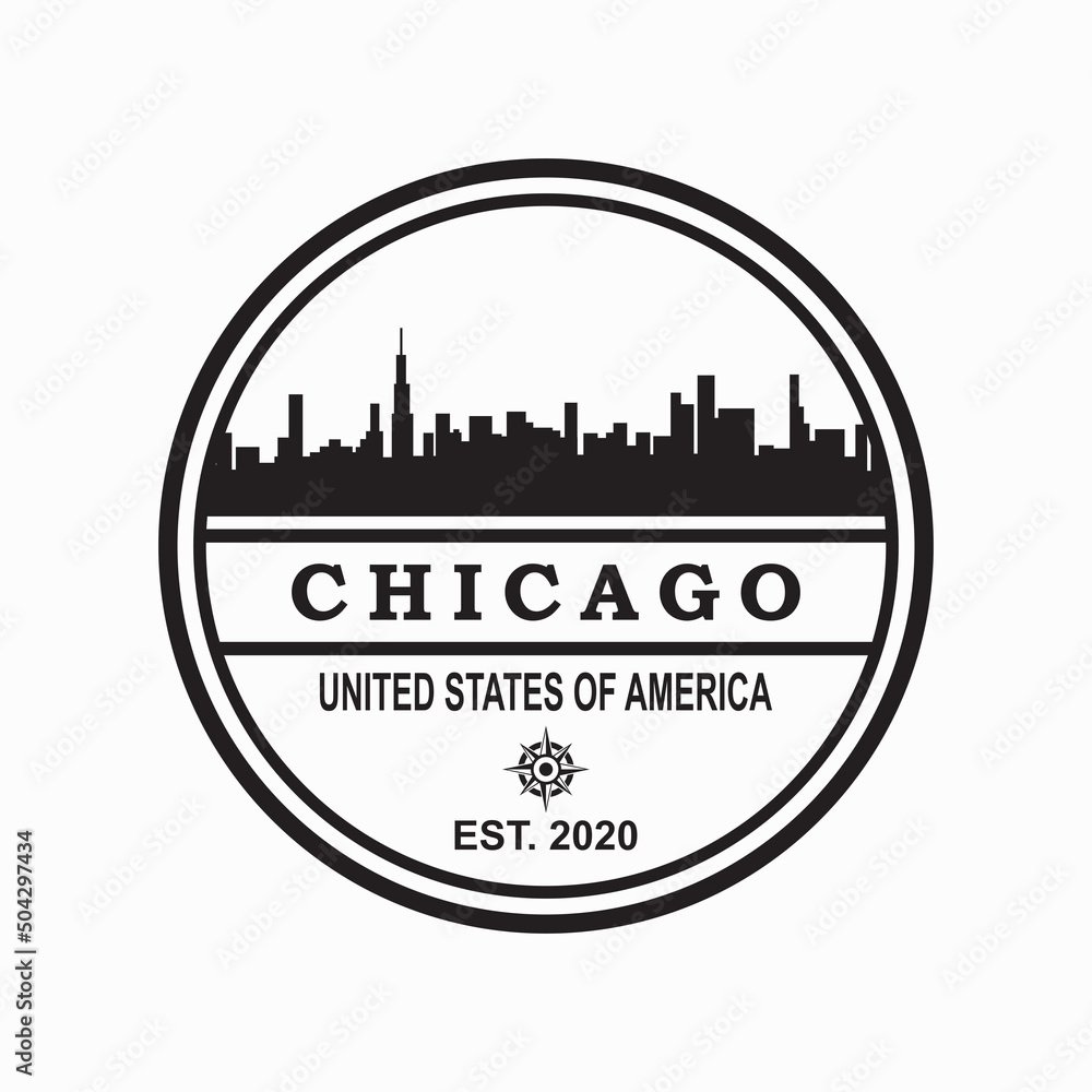 Chicago Skyline Silhouette Logo , Usa Skyscraper Logo Stock Vector ...
