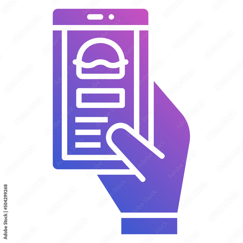 Order Food online app smartphone mobile hand flat gradient icon. Can be used for digital product, presentation, print design and more. Order Food online app smartphone mobile hand flat gradient icon. Can be used for digital product, presentation, print design and more.