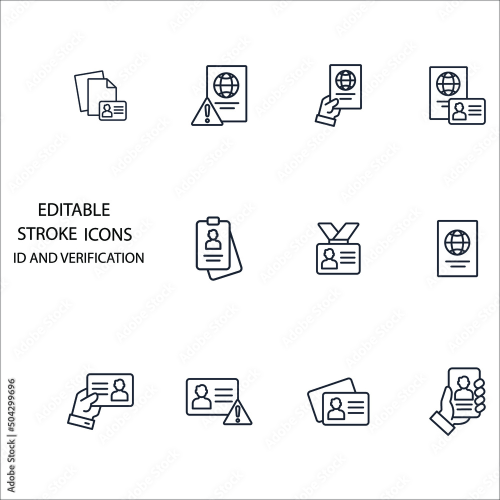 ID and Verification icons set . ID and Verification pack symbol vector elements for infographic web ID and Verification icons set . ID and Verification pack symbol vector elements for infographic web