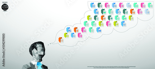 technology contact communicate - think creativity design modern Idea and concept vector illustration.