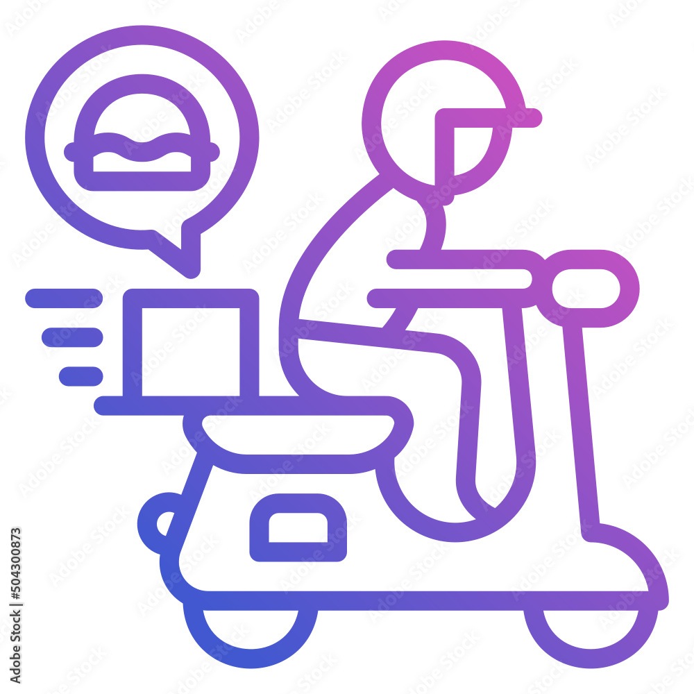 Food Delivery motorcycle courier line gradient icon. Can be used for digital product, presentation, print design and more. Food Delivery motorcycle courier line gradient icon. Can be used for digital product, presentation, print design and more.