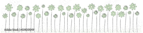 blumenmuster grün, blumenwiese skizziert, bleistift hand zeichnung, filigran