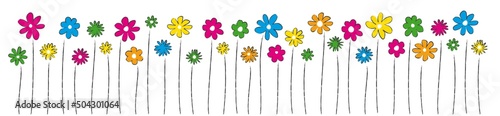 fröhlich buntes blumenmuster, hintergrund, banner, hand gezeichnet