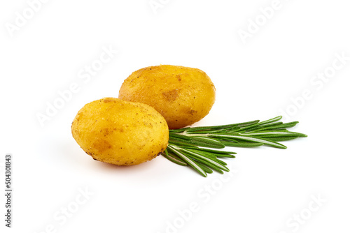 Fried potato  isolated on white background.