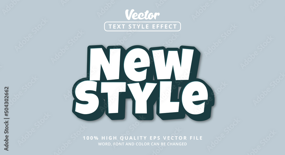 Editable text effects, New Style text in modern color style and metallic style