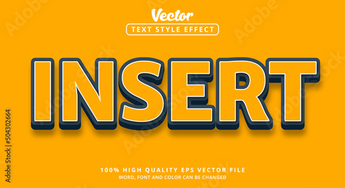 Editable text effect, Insert text with modern style with color orange and blue