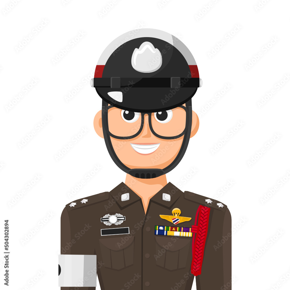 Thai policeman in simple flat vector. personal profile icon or symbol. Government officer. People graphic design vector illustration. Thai policeman in simple flat vector. personal profile icon or symbol. Government officer. People graphic design vector illustration.