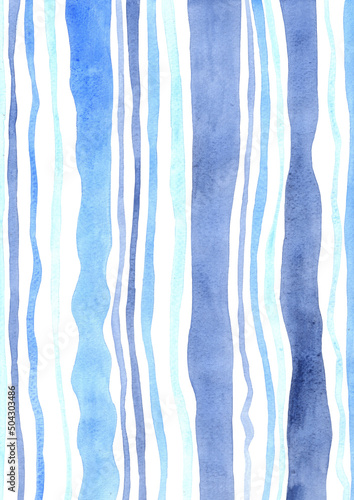 Abstract blue line background watercolor for decoration on sand beach, coastal and summer holiday concept.