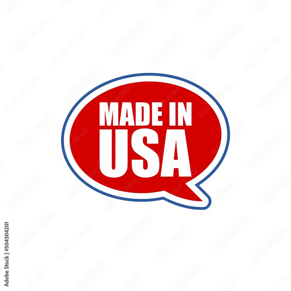 Made in USA speech bubble icon isolated on white background Made in USA speech bubble icon isolated on white background