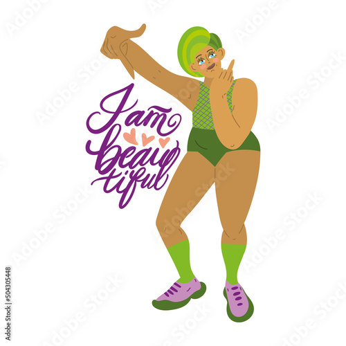 Cartoon power woman with finger fuck, diversity.