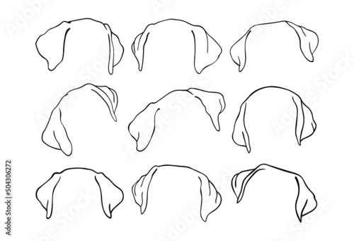 Labrador ears. Black and white outline illustration printable