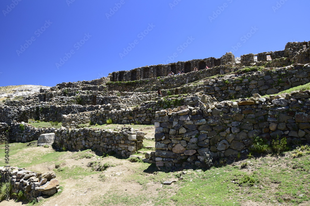 Chincana ruins at Isla del Sol (Island of the Sun) in Titicaca lake, Bolivia